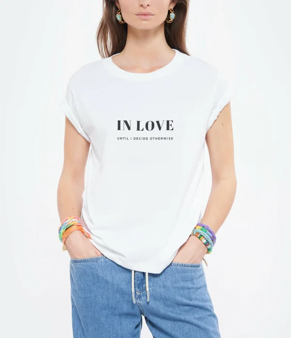 DEAR JULIETTE Tee-shirt In Love Coton Biologique Blanc haute qualité 4