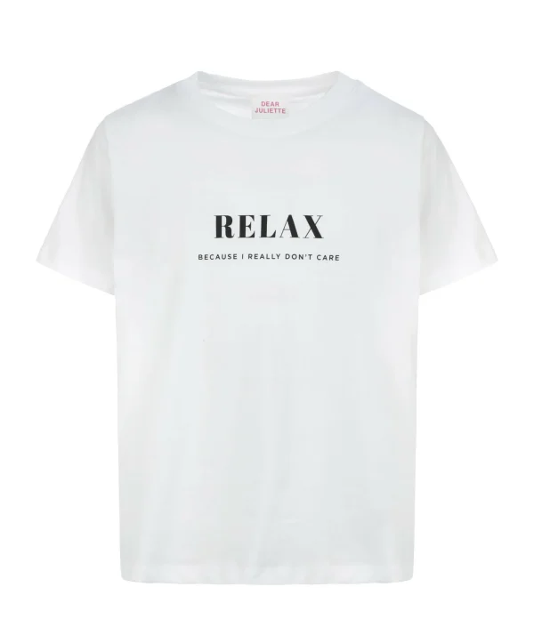 excellents soldes DEAR JULIETTE Tee-shirt Relax Coton Biologique Blanc 1