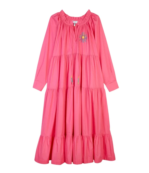 MIRA MIKATI Robe Manches Longues Broderie Coton Rose de garantie authentique 1