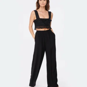 soldes en ligne FORTE_FORTE Pantalon Large Georgette Noir 11