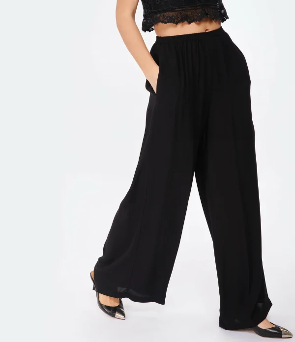 soldes en ligne FORTE_FORTE Pantalon Large Georgette Noir 5