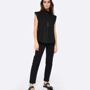 FORTE_FORTE Blouse Coton Popeline Noir Top ventes 13