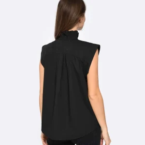 FORTE_FORTE Blouse Coton Popeline Noir Top ventes 15