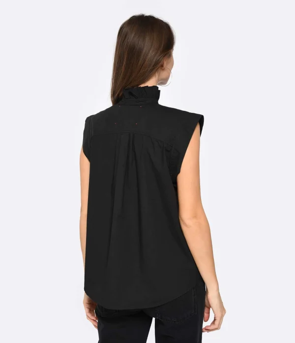 FORTE_FORTE Blouse Coton Popeline Noir Top ventes 6