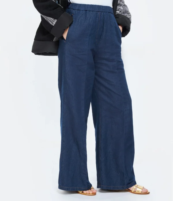 en vente FORTE_FORTE Pantalon Coton Denim Indigo 4