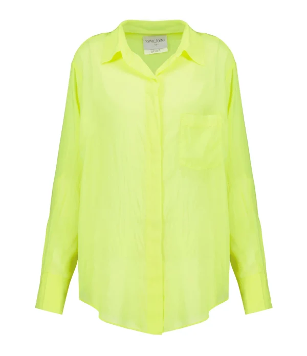 FORTE_FORTE Chemise Oversize Coton Jaune Fluo fashioniable 1