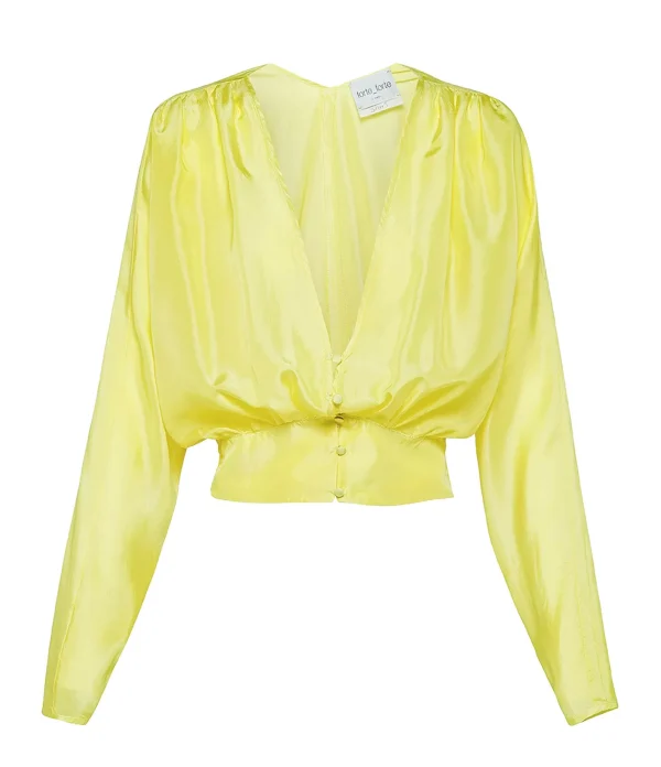 FORTE_FORTE Blouse Soie Jaune fashion pas cher 1