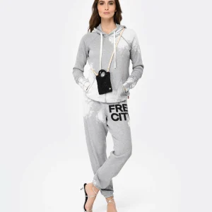 prix abordable FREECITY Sweatshirt Hoodie Bleachout Coton Gris 13