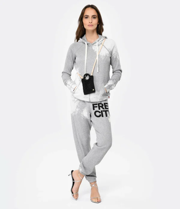 prix abordable FREECITY Sweatshirt Hoodie Bleachout Coton Gris 5