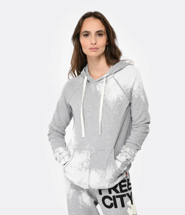 prix abordable FREECITY Sweatshirt Hoodie Bleachout Coton Gris 4