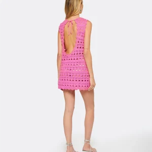 outlet soldes Ganni Robe De Plage Crochet Coton Organique Rose 12