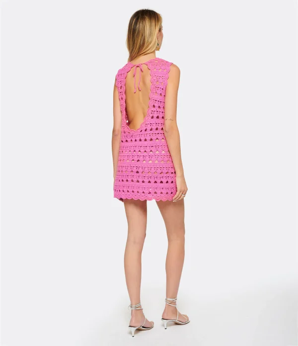 outlet soldes Ganni Robe De Plage Crochet Coton Organique Rose 5