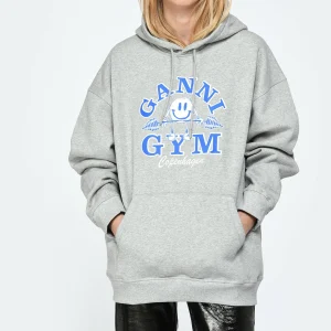 Ganni Sweatshirt Hoodie Oversize Coton Organique Gris Acheter 12