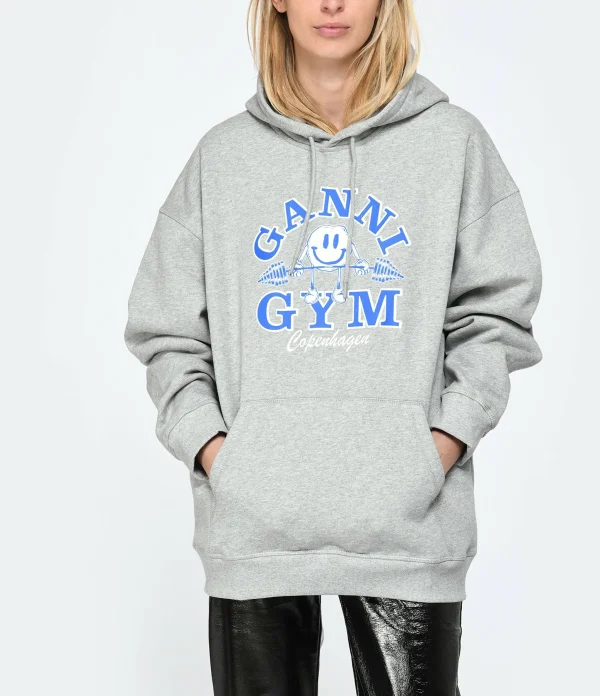 Ganni Sweatshirt Hoodie Oversize Coton Organique Gris Acheter 4