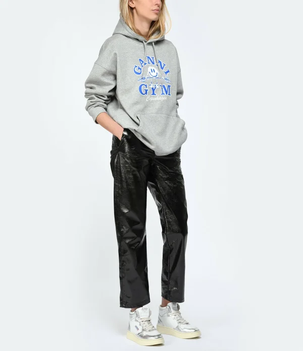 Ganni Sweatshirt Hoodie Oversize Coton Organique Gris Acheter 6