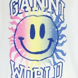 Ganni Tee-shirt Smiley Coton Organique Bright White grande marque pas cher 9