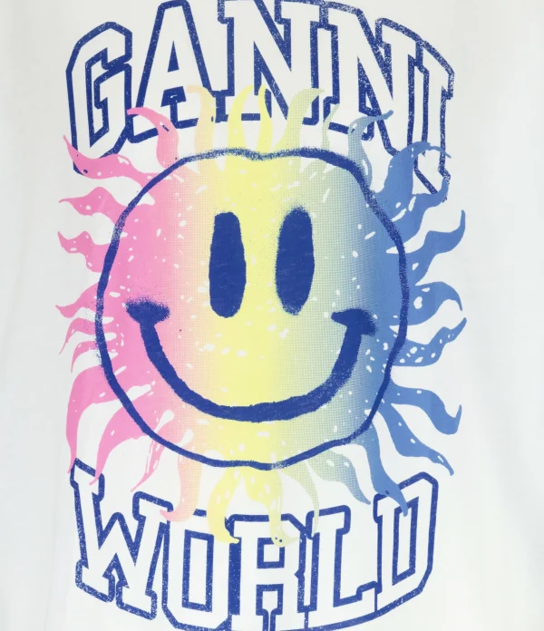 Ganni Tee-shirt Smiley Coton Organique Bright White grande marque pas cher 3