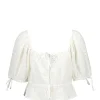 Ganni Top Court Broderie Anglaise Coton Organique Blanc mode pas chere 19