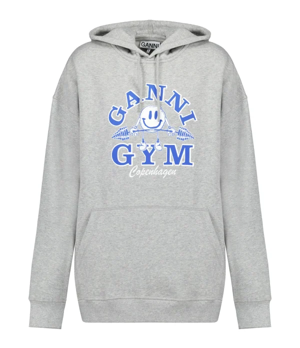 Ganni Sweatshirt Hoodie Oversize Coton Organique Gris Acheter 1