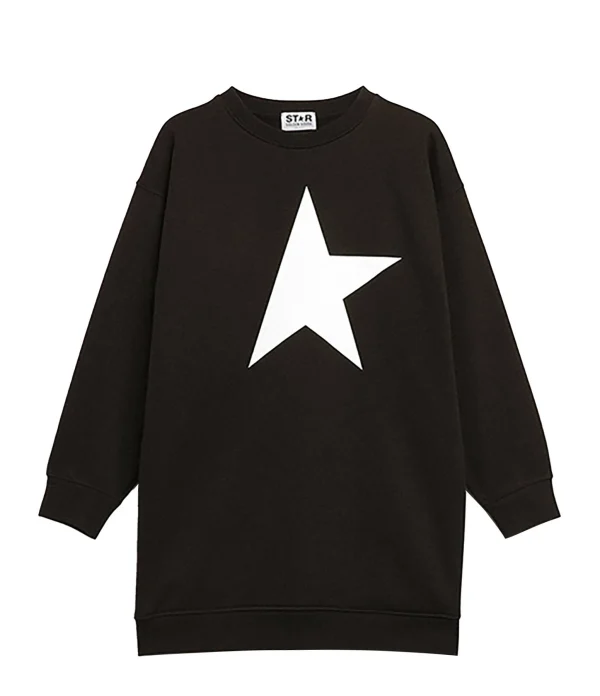 en solde Golden Goose Robe Sweatshirt Enfant Star Coton Noir Blanc 1