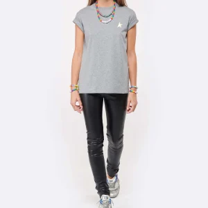 Golden Goose Tee-shirt Étoile Coton Gris Doré haute qualité 13