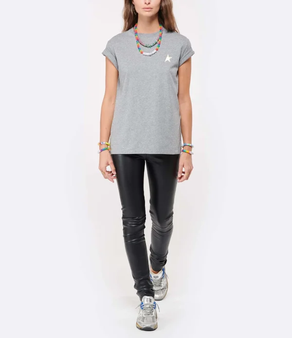 Golden Goose Tee-shirt Étoile Coton Gris Doré haute qualité 5