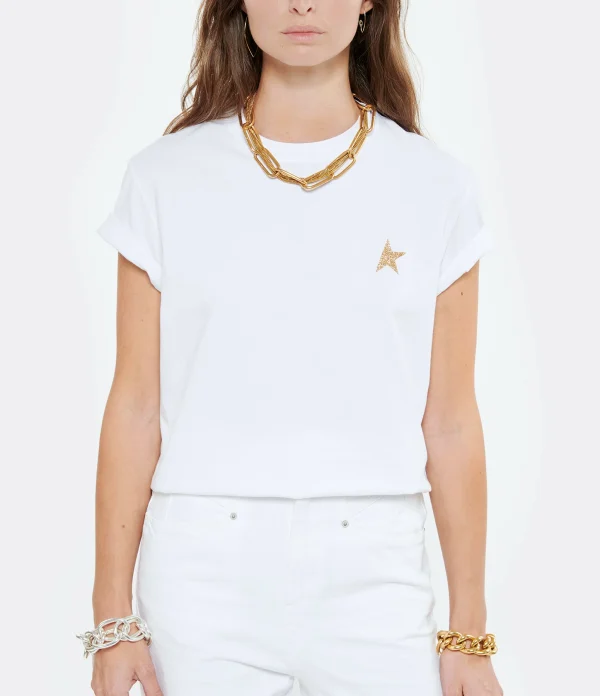 Golden Goose Tee-shirt Étoile Coton Blanc Doré Paiement sécurisé 4