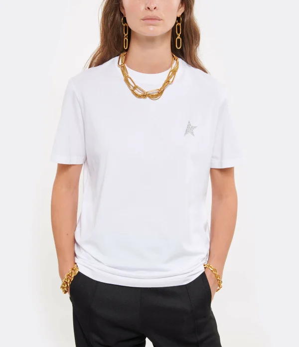 Golden Goose Tee-shirt Étoile Coton Blanc Argenté Couleurs variées 4