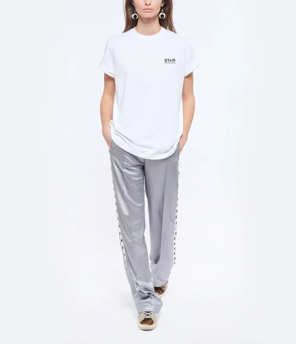 Golden Goose Tee-shirt Big Star Coton Blanc Noir Promotio de vente 6