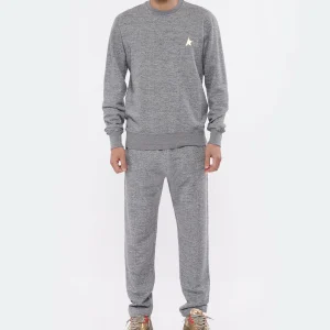 Golden Goose Sweatshirt Homme Archibald Étoile Coton Gris site soldes 13