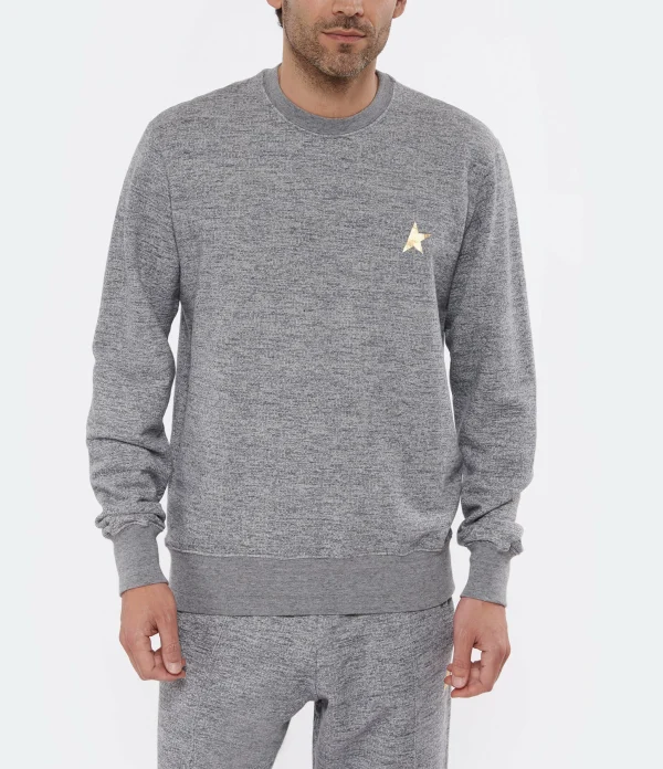 Golden Goose Sweatshirt Homme Archibald Étoile Coton Gris site soldes 4