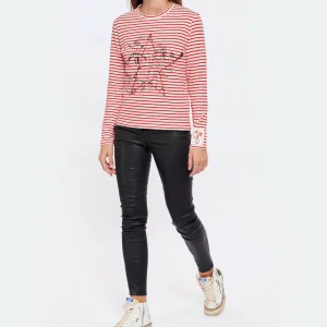 Golden Goose Tee-shirt Golden Coton Rayures Rouge Blanc site pas cher 13