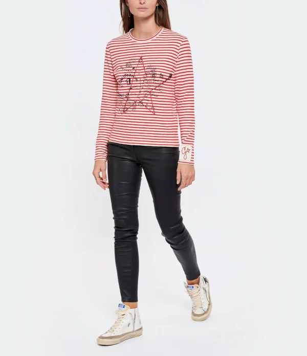 Golden Goose Tee-shirt Golden Coton Rayures Rouge Blanc site pas cher 5