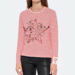 Golden Goose Tee-shirt Golden Coton Rayures Rouge Blanc site pas cher 11