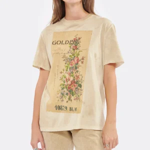 Distributeur Officiel Golden Goose Tee-shirt Journey Coton Beige 11