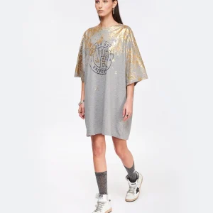 Golden Goose Tee-shirt Journey Coton Gris Doré aux meilleurs prix 10