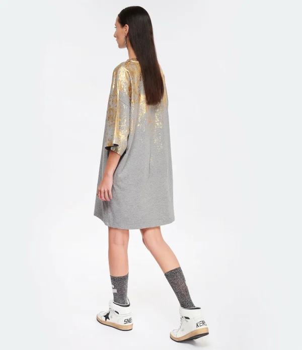 Golden Goose Tee-shirt Journey Coton Gris Doré aux meilleurs prix 5