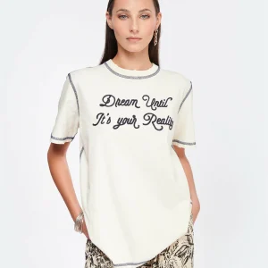 soldes en ligne Golden Goose Tee-shirt Journey Regular Coton Écru 11