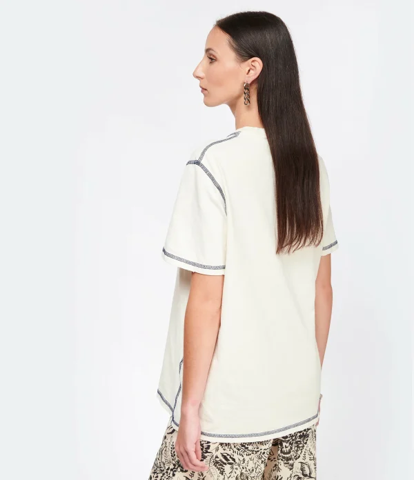 soldes en ligne Golden Goose Tee-shirt Journey Regular Coton Écru 6