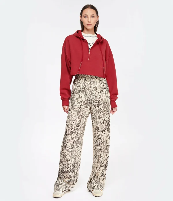 Golden Goose Crop Sweatshirt Hoodie Court Journey Coton Rouge REMISE allant 5