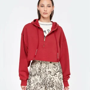 Golden Goose Crop Sweatshirt Hoodie Court Journey Coton Rouge REMISE allant 11