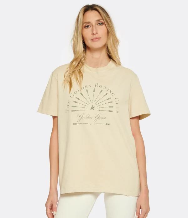 Top ventes Golden Goose Tee-shirt Journey Coton Beige 4