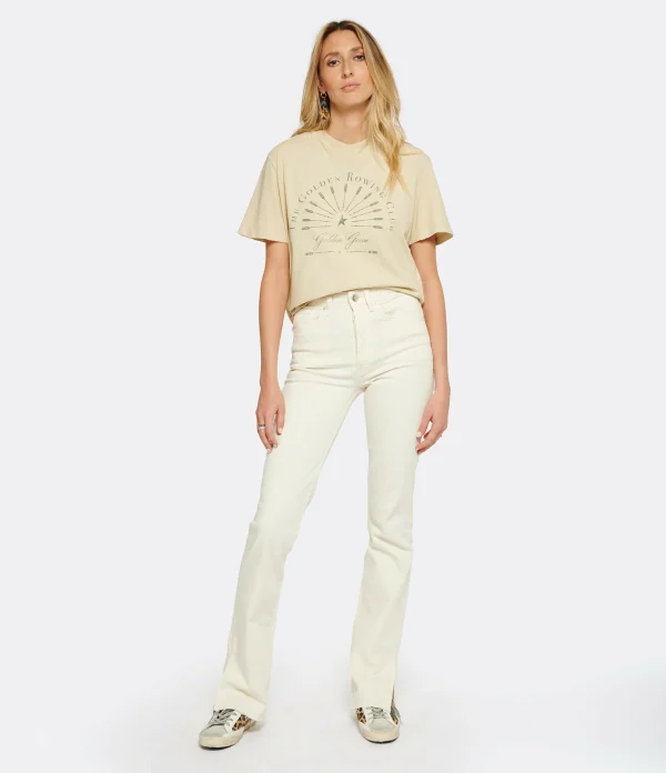 Top ventes Golden Goose Tee-shirt Journey Coton Beige 5