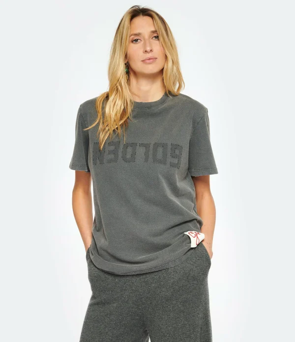 magasin Golden Goose Tee-shirt Golden Logo Coton Anthracite 4