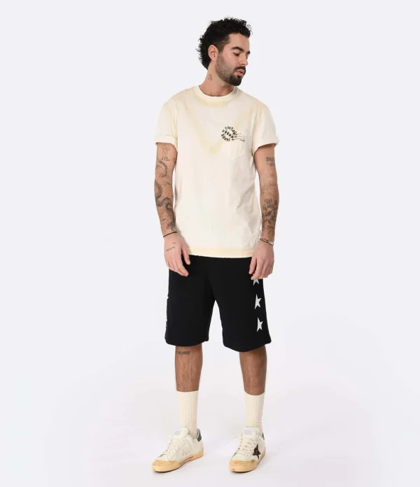 Golden Goose Tee-shirt Journey Homme Coton Écru magasin en ligne france 6