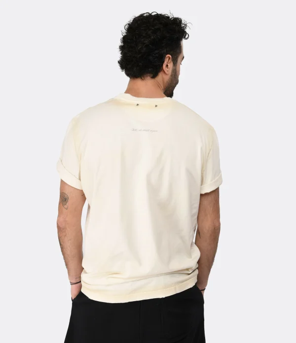 Golden Goose Tee-shirt Journey Homme Coton Écru magasin en ligne france 5