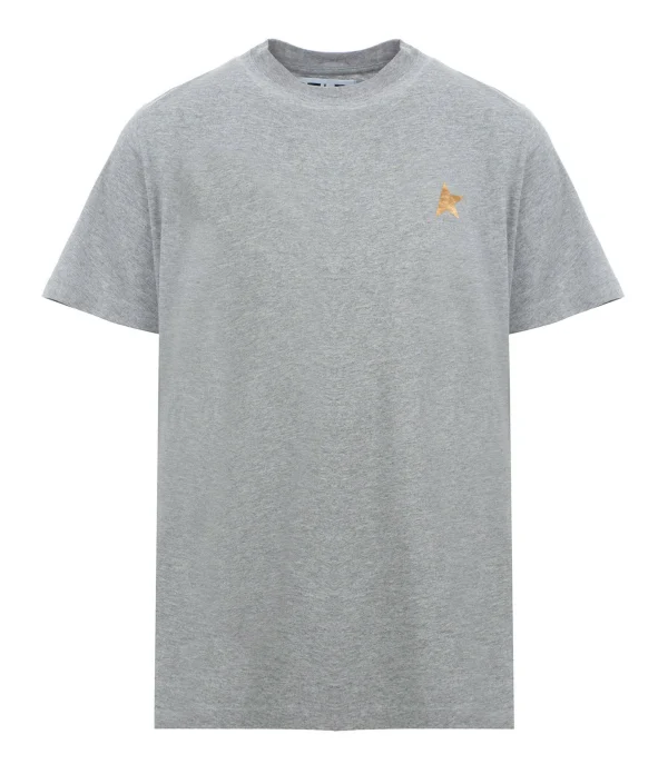 Golden Goose Tee-shirt Étoile Coton Gris Doré haute qualité 1