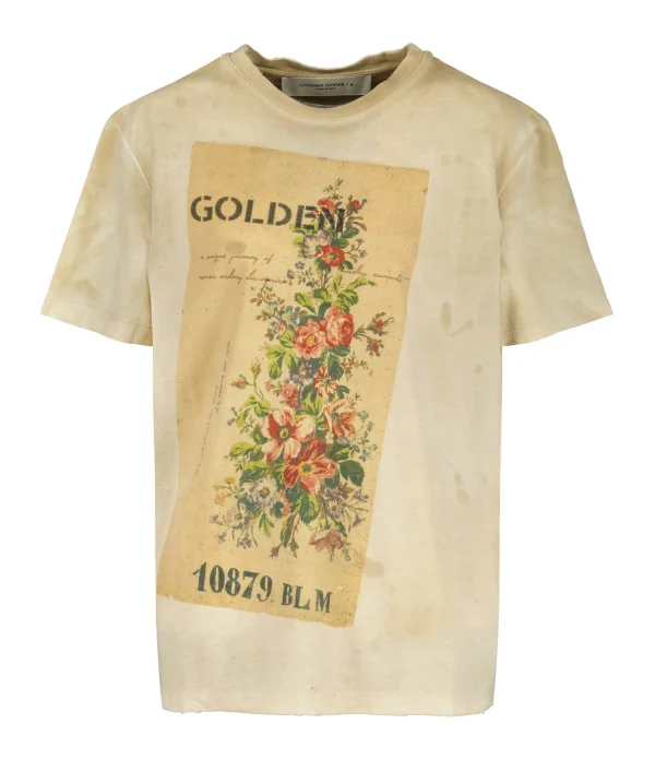 Distributeur Officiel Golden Goose Tee-shirt Journey Coton Beige 1