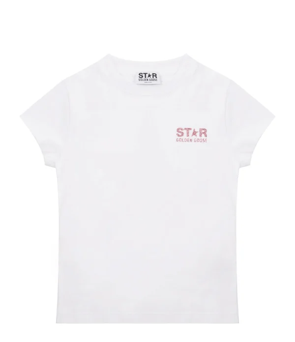 Vente Golden Goose Tee-shirt Star Enfant Coton Blanc Rose 1