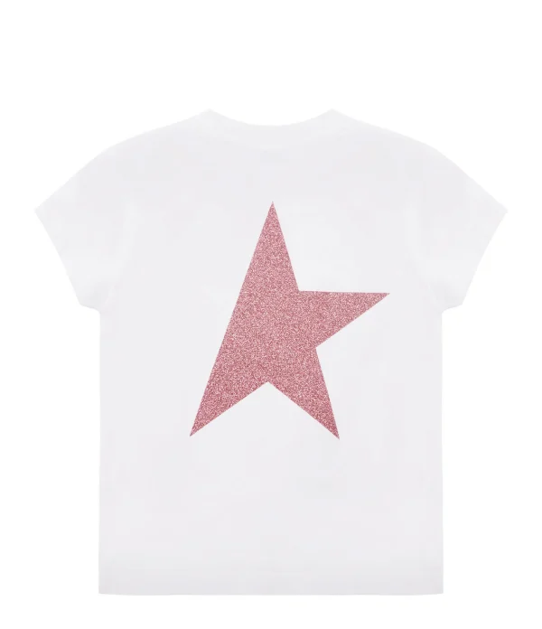 Vente Golden Goose Tee-shirt Star Enfant Coton Blanc Rose 3